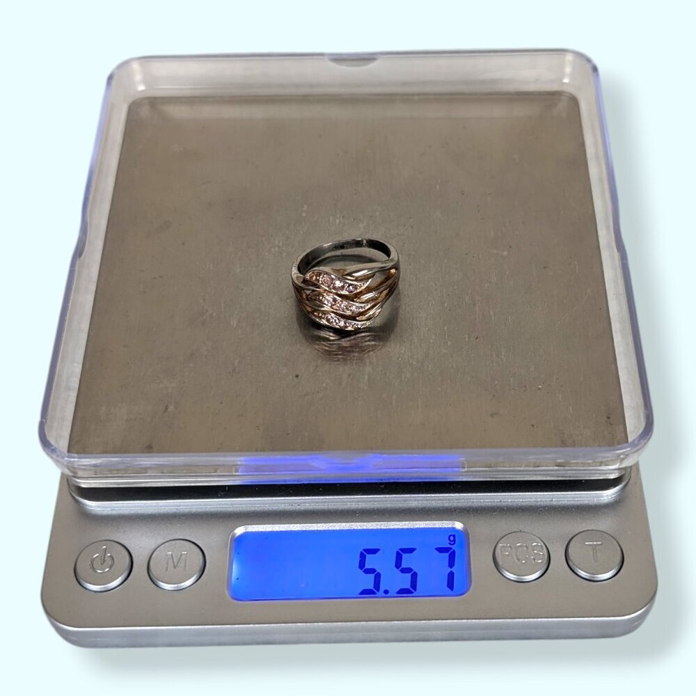 (2/$20) Pink Rhinestone Wave Ring - Picture 5 of 6
